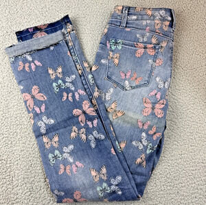 Laurie Felt Daisy Denim Petite 00 Relaxed Boyfriend Straight Light Butterfly